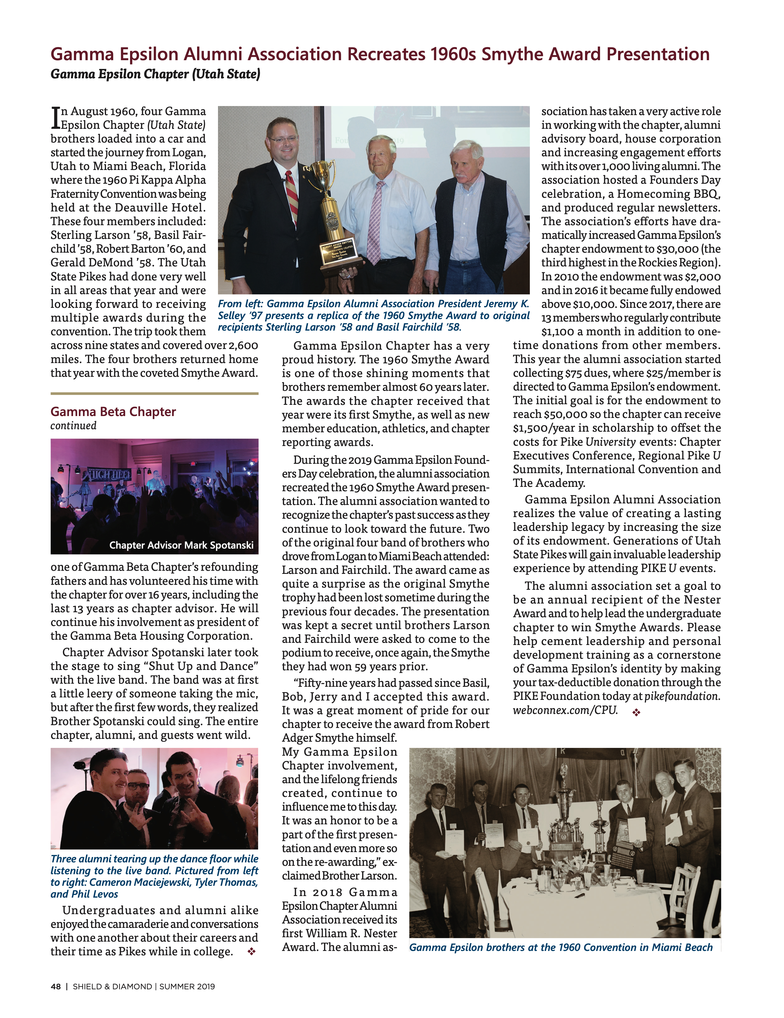 Gamma Epsilon Alumni Association Recreates 1960s Smythe Award Presentation